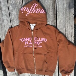 Mayfair Cancelled Plans Relaxed Zip-Up Hoodie Cinnamon M/L NWT Self-Care Hoodie